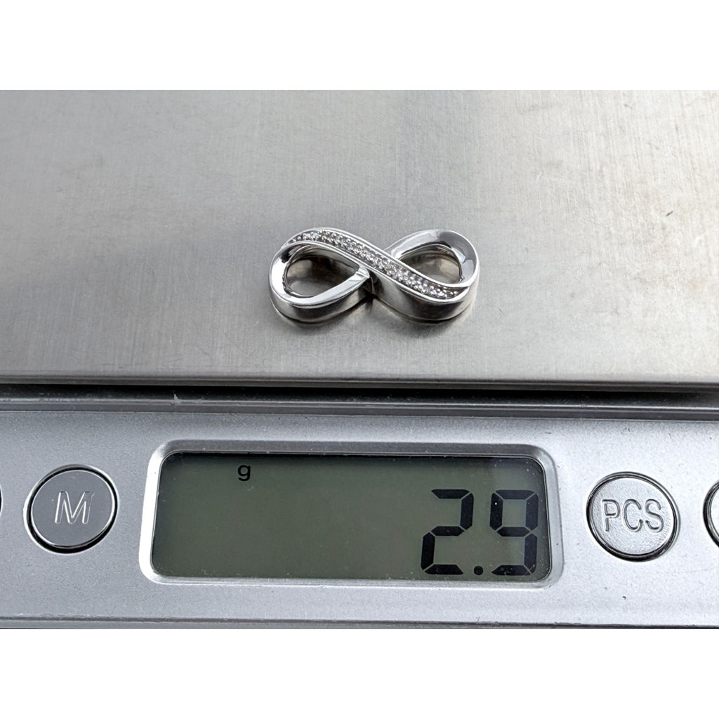 Sterling Silver Lab Created Melee Diamonds Infinity Symbol Slide Pendant 2g 1 In