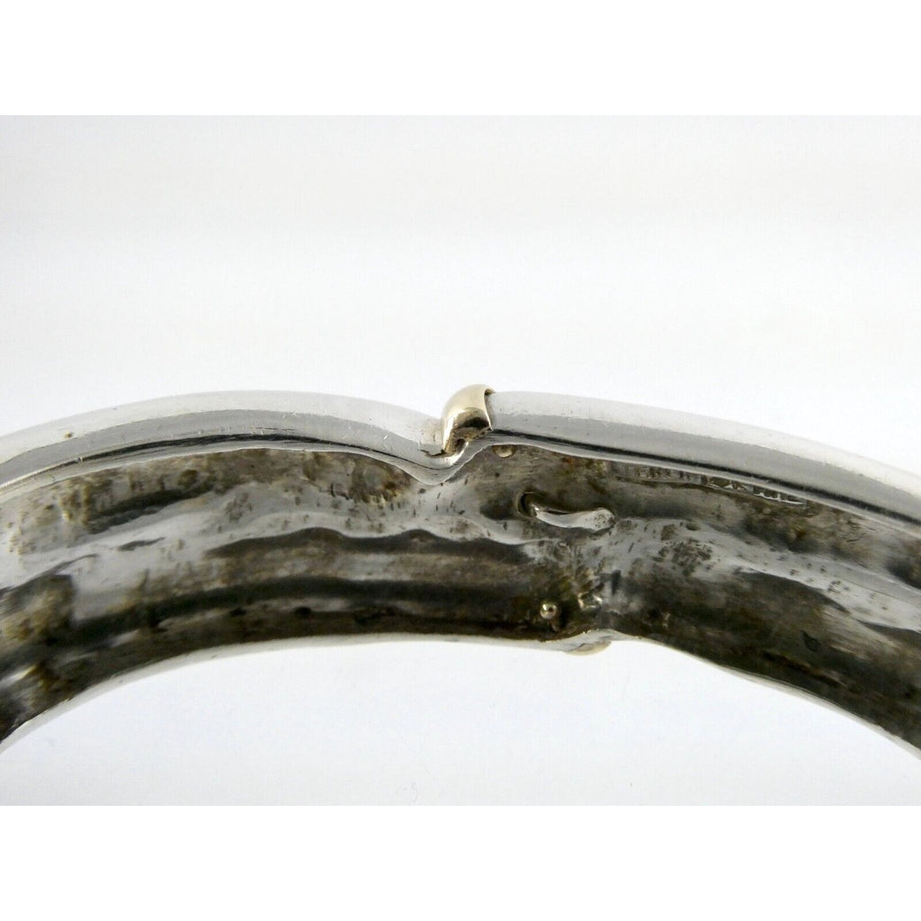 NyJewel MAZ Signed Sterling Silver and 14k Yellow Gold Cuff Bracelet 925 5.75 In