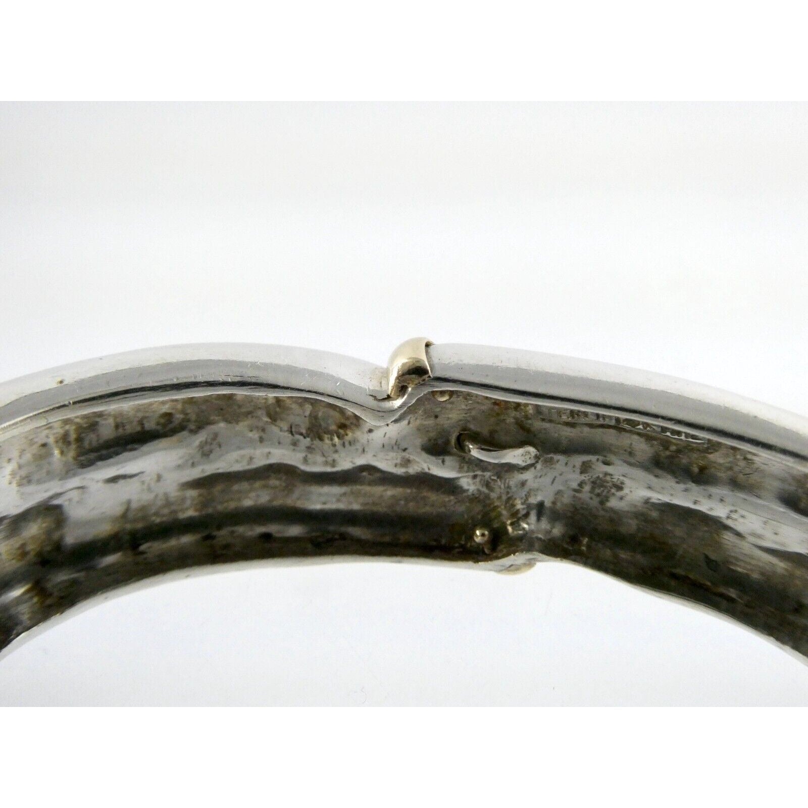 NyJewel MAZ Signed Sterling Silver and 14k Yellow Gold Cuff Bracelet 925 5.75 In