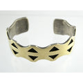 NA Southwestern 14k Yellow Gold on Sterling Silver Pictograph Mark Cuff Bracelet