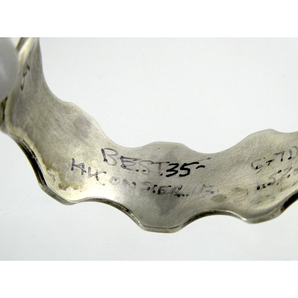 NA Southwestern 14k Yellow Gold on Sterling Silver Pictograph Mark Cuff Bracelet