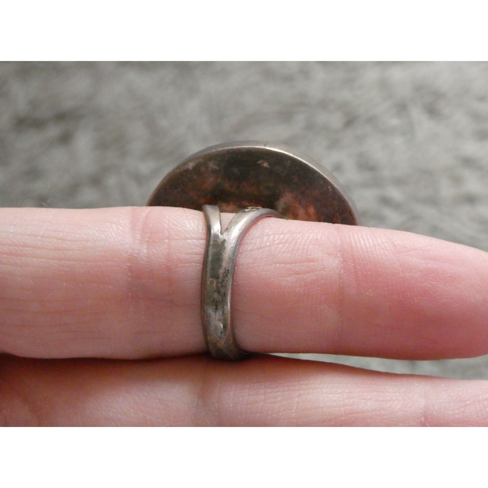 Southwestern NA Handmade Sterling Silver Turquoise MOP Shell Inlay Ring Sz 6.75