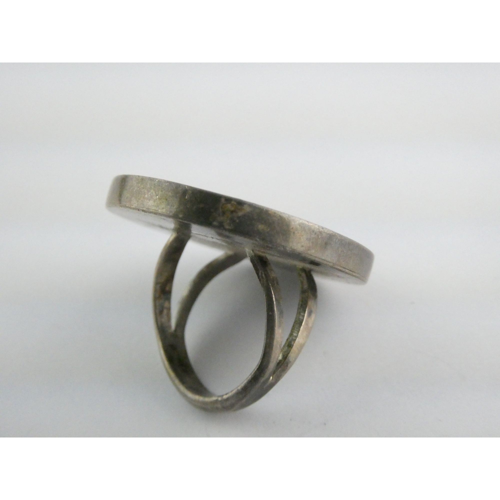 Southwestern NA Handmade Sterling Silver Turquoise MOP Shell Inlay Ring Sz 6.75