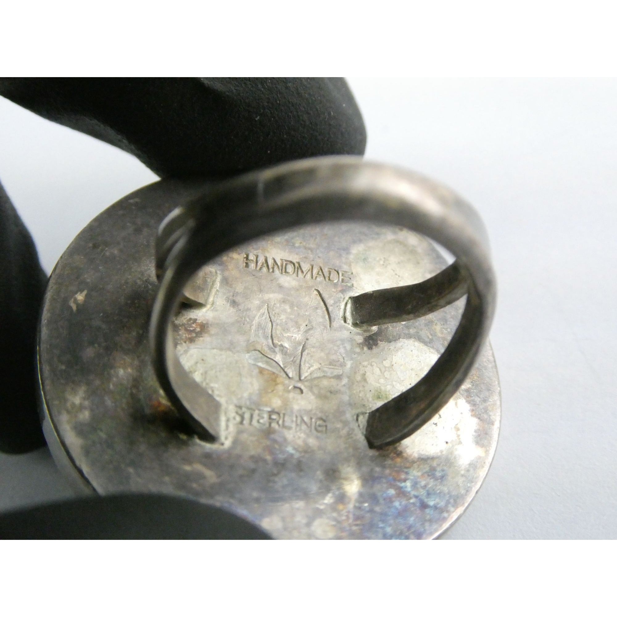 Southwestern NA Handmade Sterling Silver Turquoise MOP Shell Inlay Ring Sz 6.75