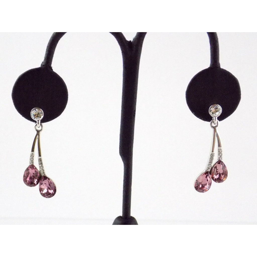 Silver Plated Pink and White Crystal Rhinestone Stud Earrings Unbranded 8.9g
