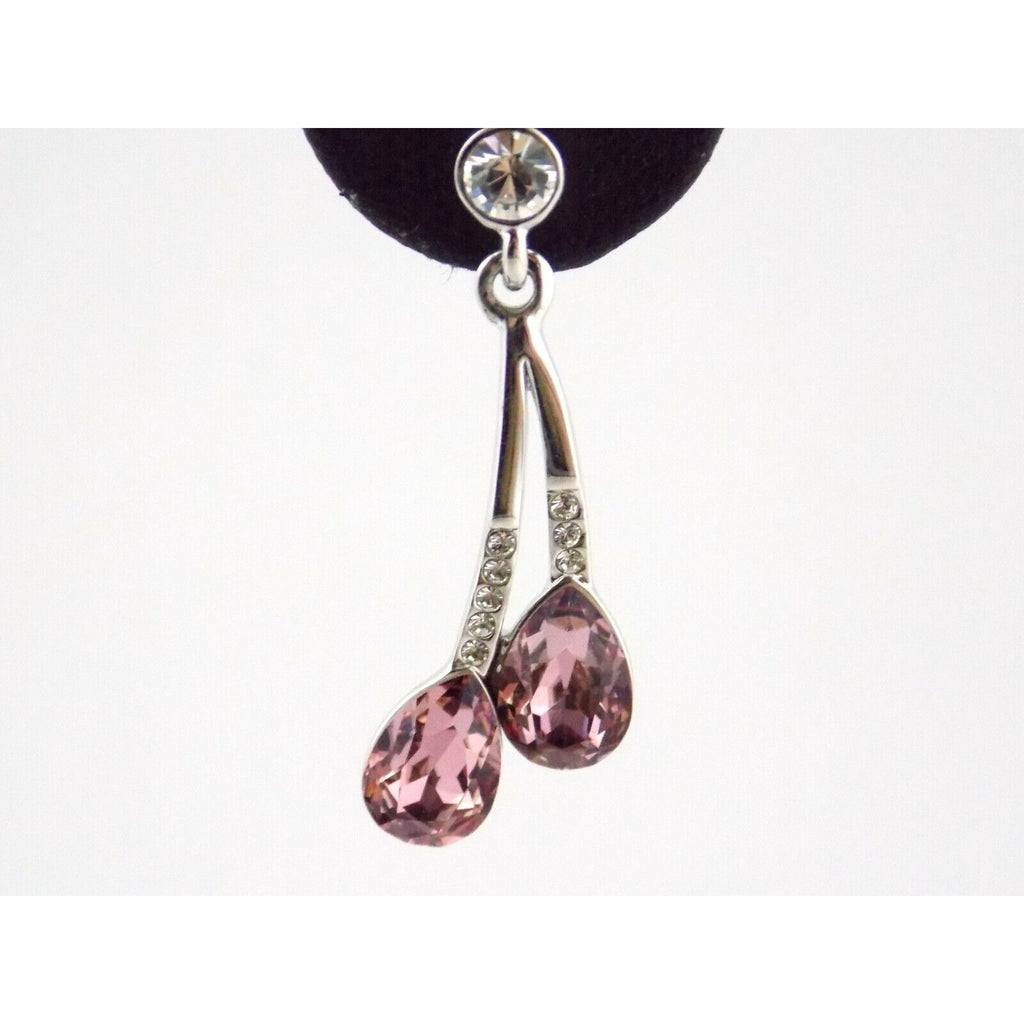Silver Plated Pink and White Crystal Rhinestone Stud Earrings Unbranded 8.9g