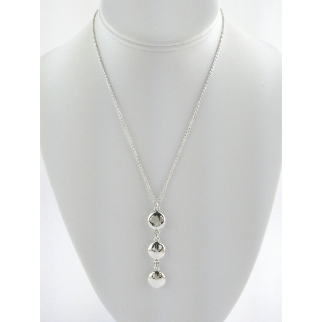Tiffany and Co Sterling Silver Triple Disk Drop Pendant Necklace 12.1g 16.5 In