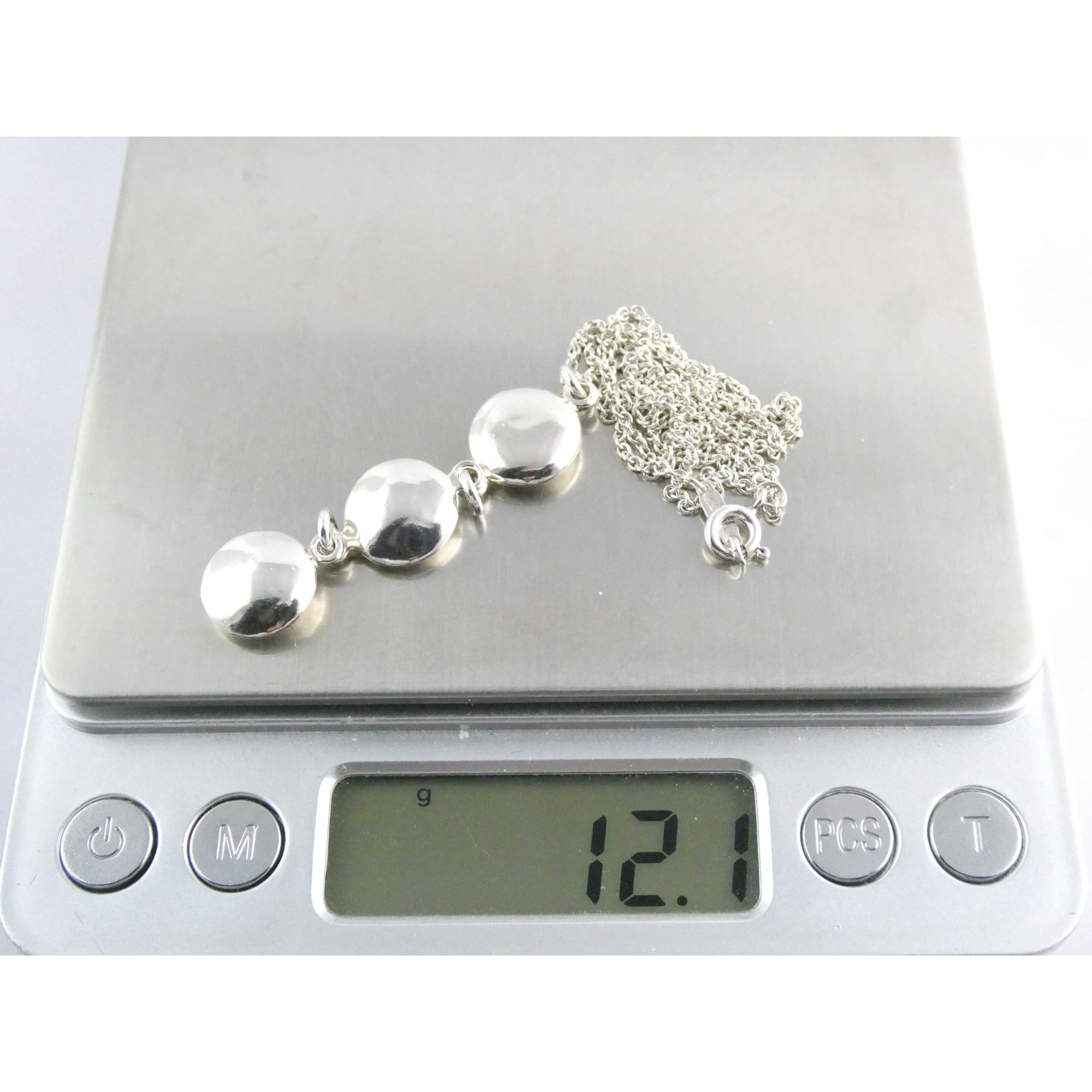 Tiffany and Co Sterling Silver Triple Disk Drop Pendant Necklace 12.1g 16.5 In