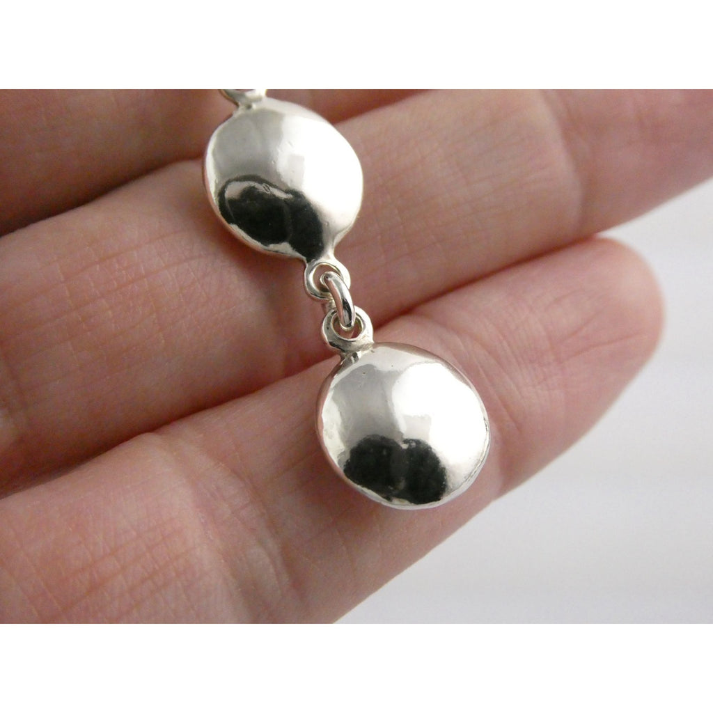 Tiffany and Co Sterling Silver Triple Disk Drop Pendant Necklace 12.1g 16.5 In