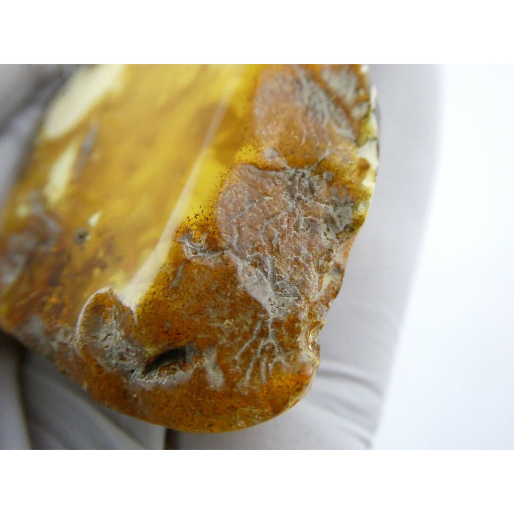 Vintage Poland Sterling Silver Eggyolk Amber Pendant 925 25.5g 3.5 Inch Length