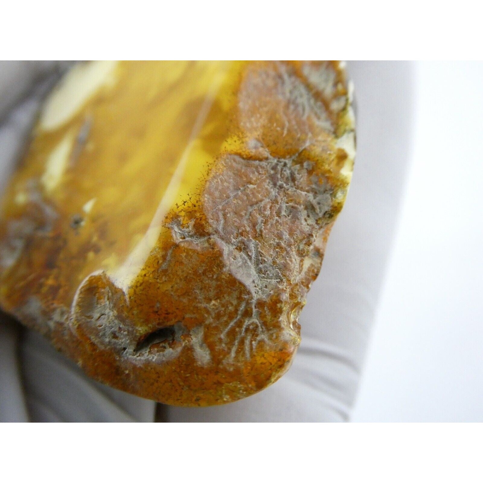 Vintage Poland Sterling Silver Eggyolk Amber Pendant 925 25.5g 3.5 Inch Length