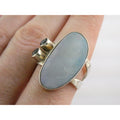 Vintage Sterling Silver Potch Opal and Double Smoky Quartz Ring Size 8.75 8g