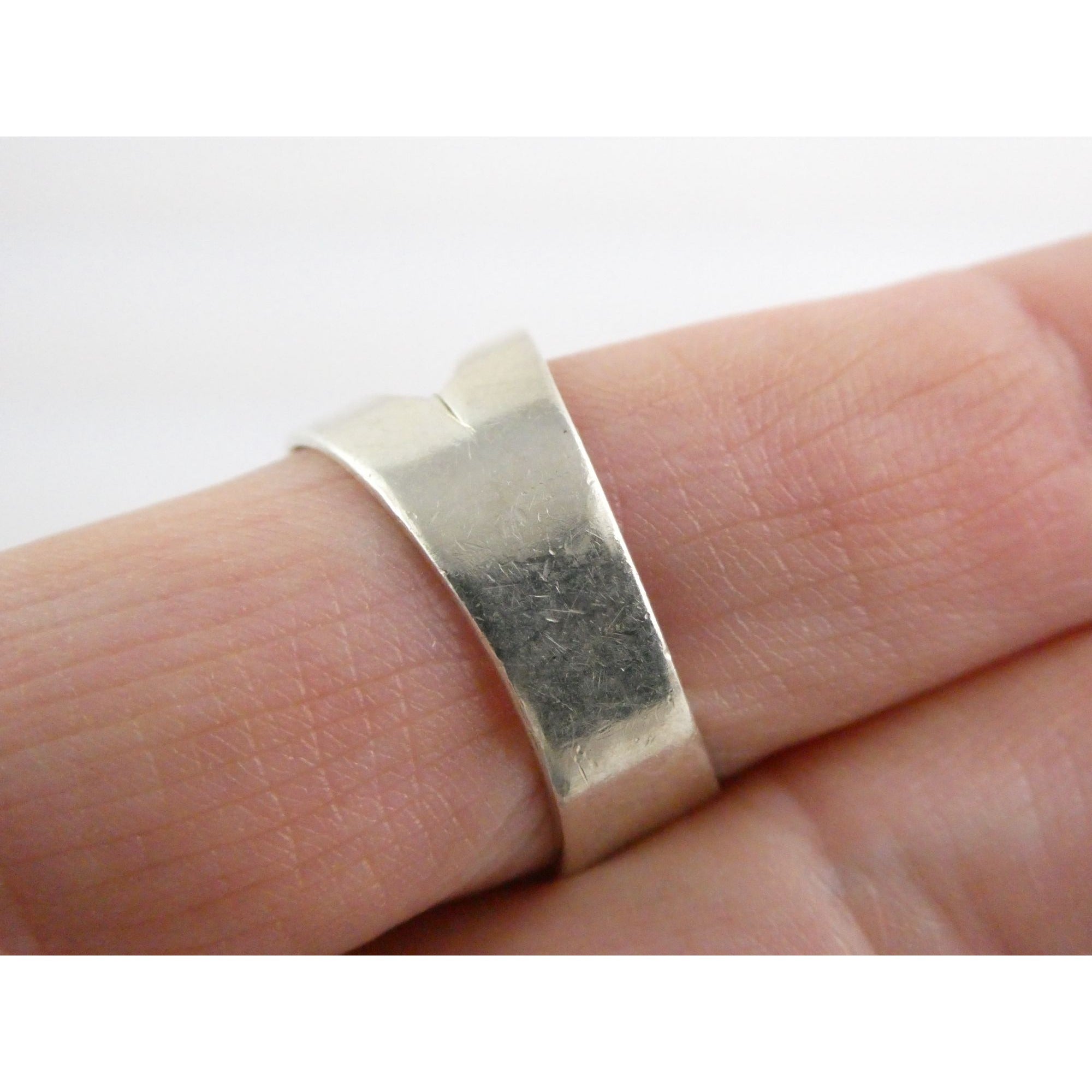 Vintage Sterling Silver Potch Opal and Double Smoky Quartz Ring Size 8.75 8g
