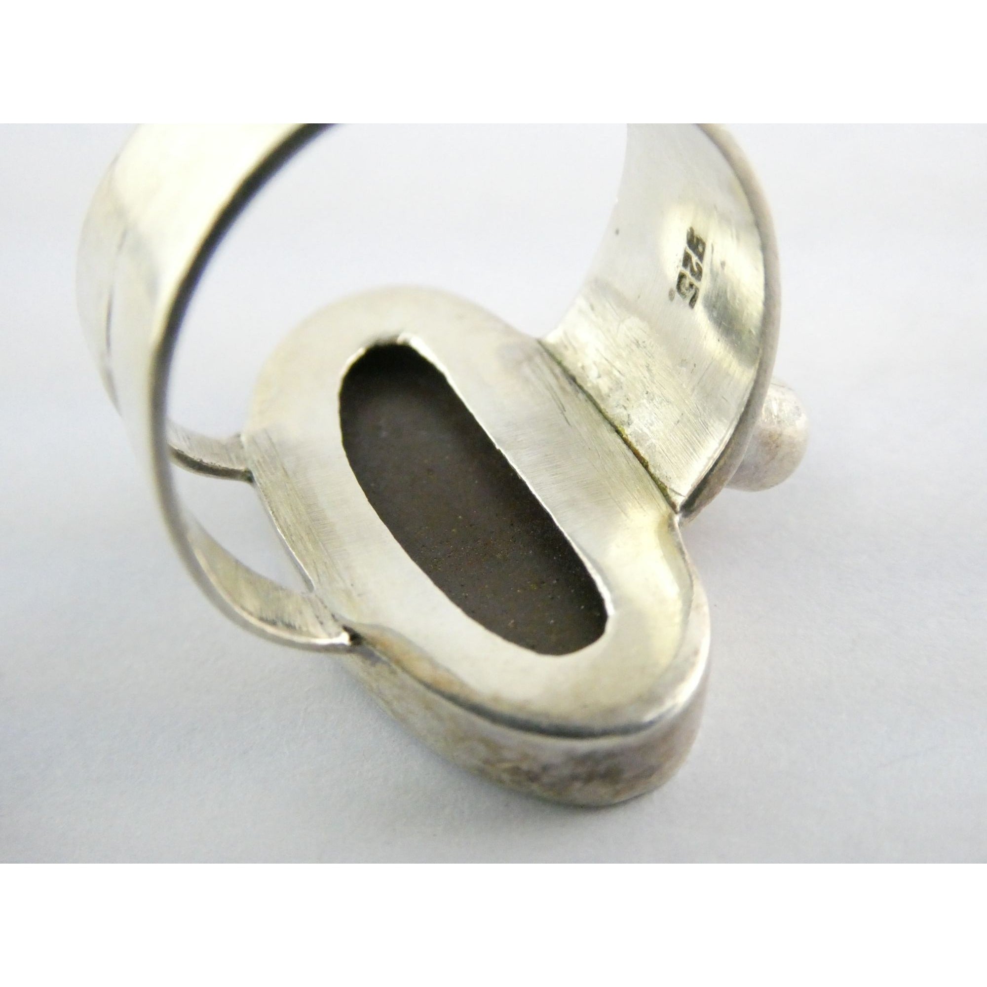 Vintage Sterling Silver Potch Opal and Double Smoky Quartz Ring Size 8.75 8g
