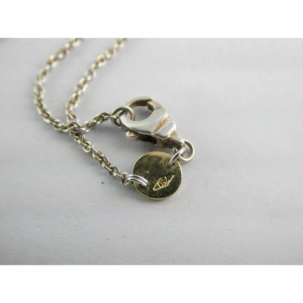 Movado Sterling Silver Blue Topaz Pendant Necklace 18k Gold Logo Clasp 10g