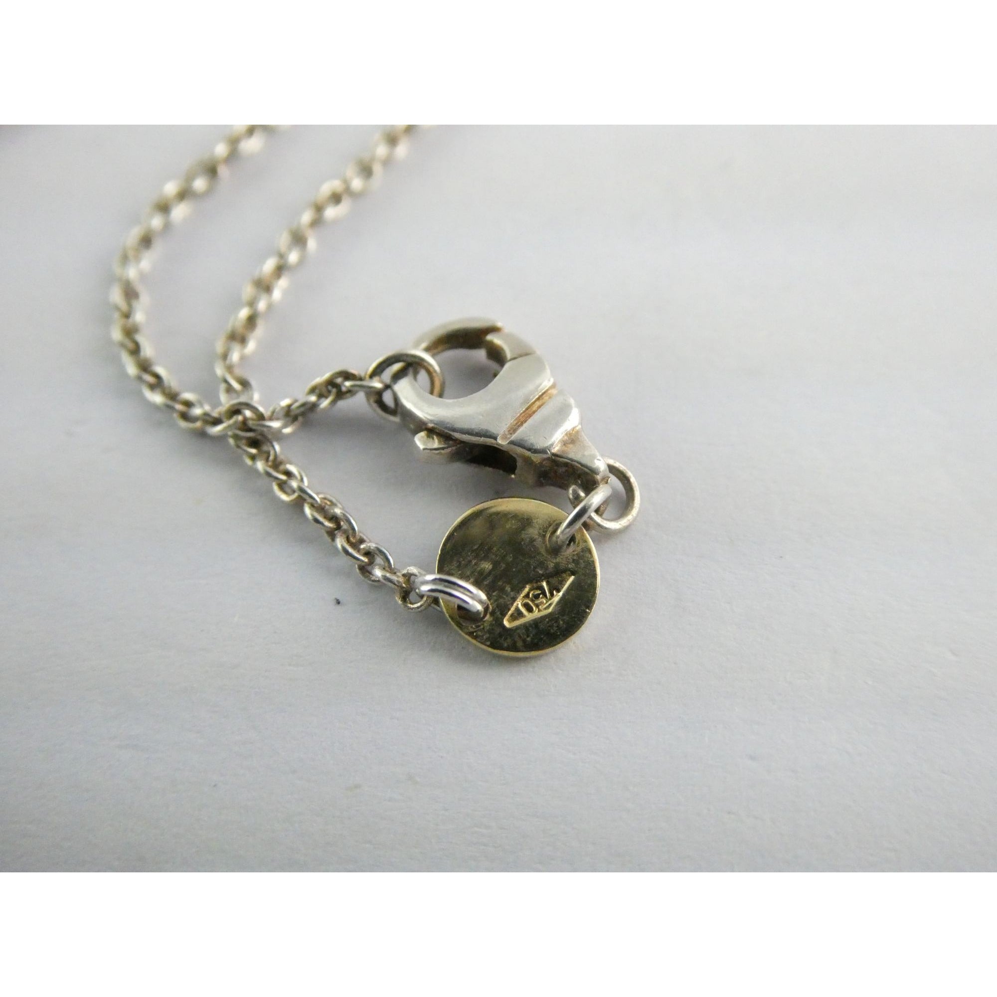 Movado Sterling Silver Blue Topaz Pendant Necklace 18k Gold Logo Clasp 10g