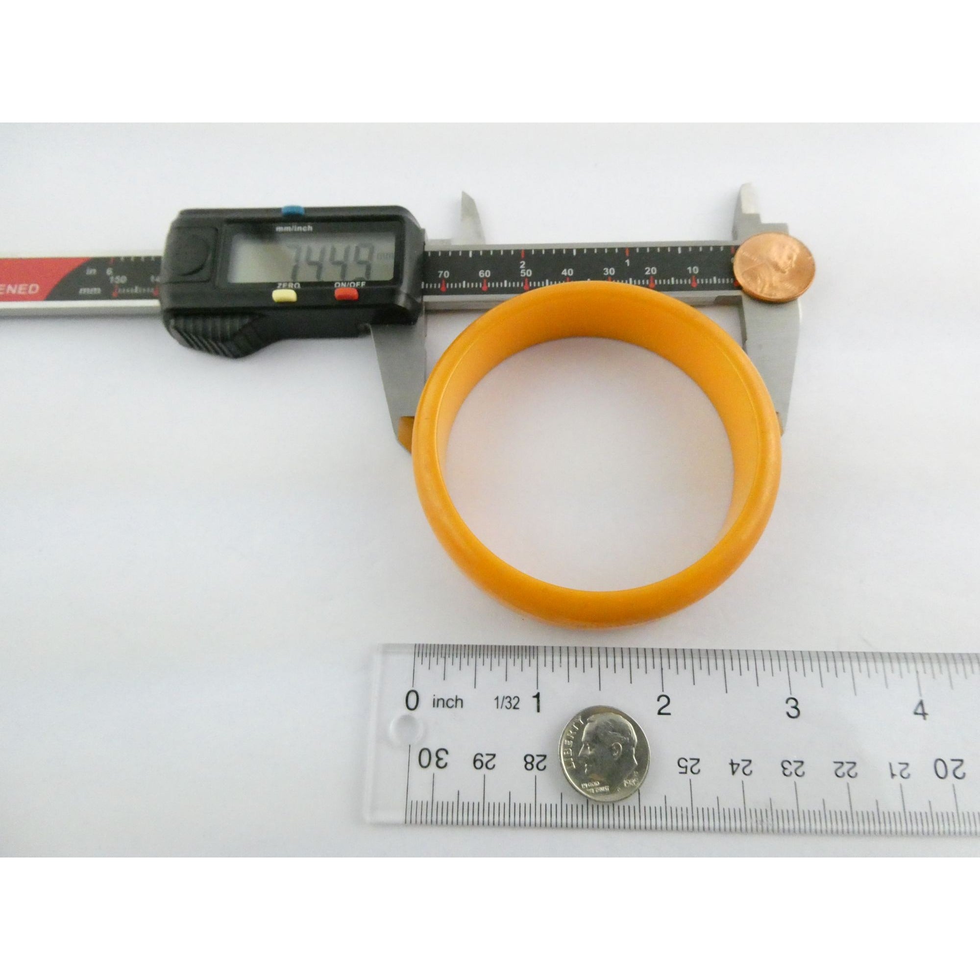 Vintage Bakelite Bangle Bracelet Bright Orange 8 Inches 29.3 Grams Weight