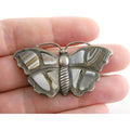 Antique Victorian Sterling Silver Montrose Agate Butterfly Brooch Pin 7.7g 2 In
