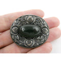 Theodor Fahrner Jugendstil Art Nouveau 935 Silver Rose Border Chrysoprase Brooch