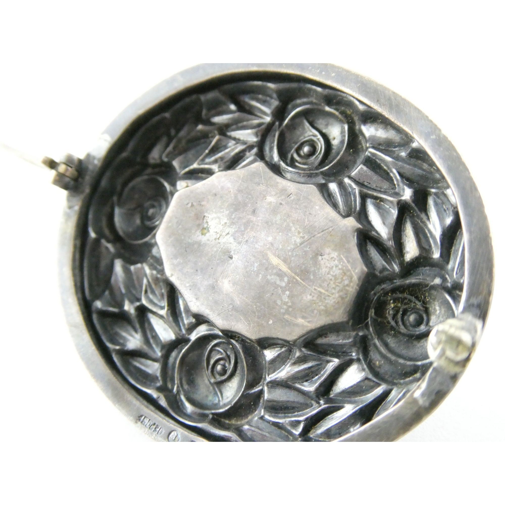 Theodor Fahrner Jugendstil Art Nouveau 935 Silver Rose Border Chrysoprase Brooch