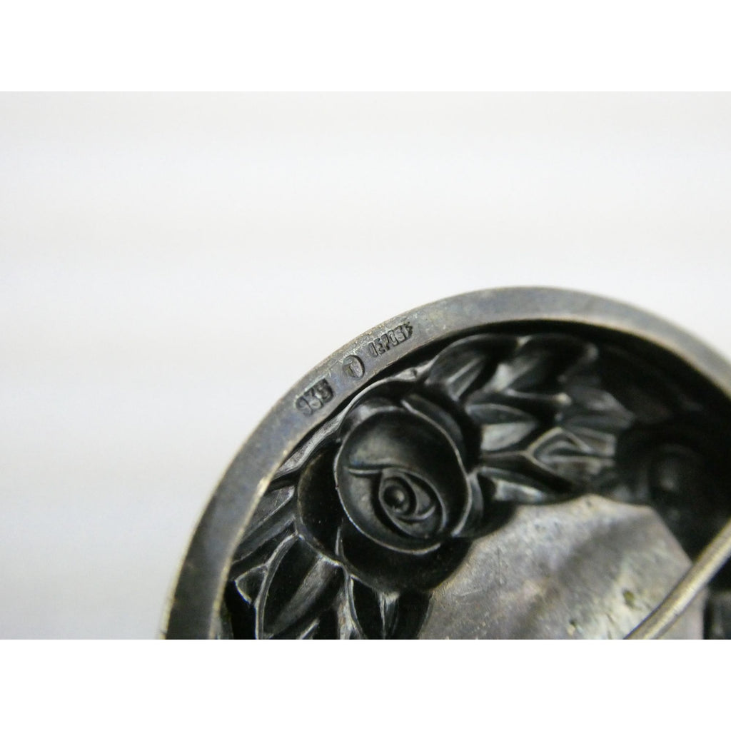 Theodor Fahrner Jugendstil Art Nouveau 935 Silver Rose Border Chrysoprase Brooch