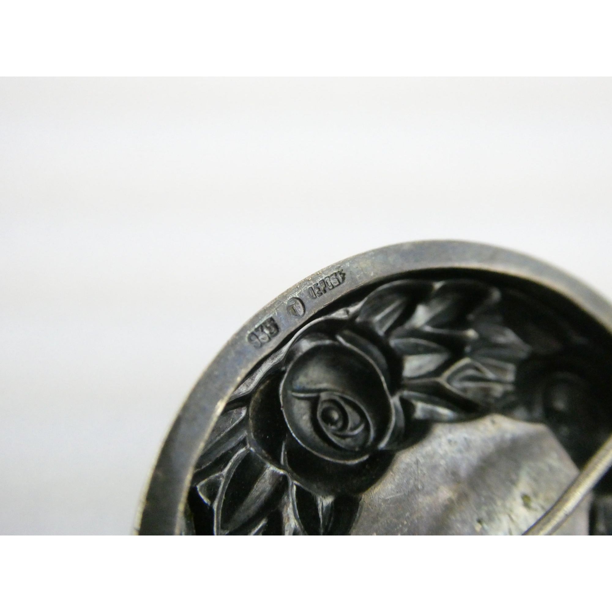 Theodor Fahrner Jugendstil Art Nouveau 935 Silver Rose Border Chrysoprase Brooch