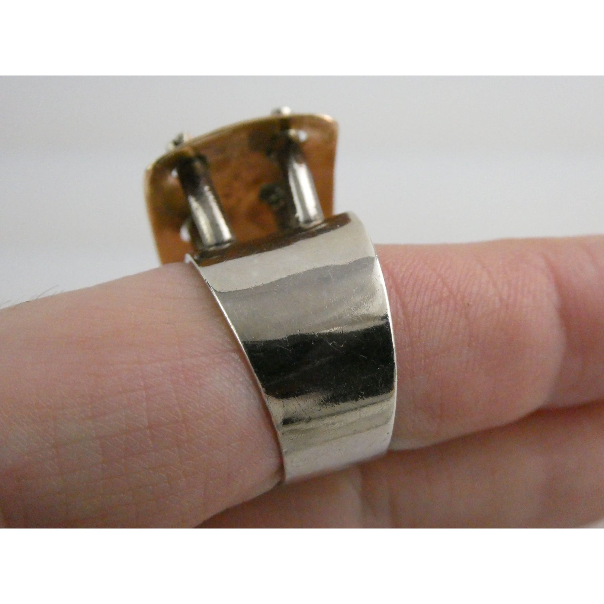 Artisan 14k Yellow Gold Sterling Silver Four Turquoise Statement Ring Size 9.75
