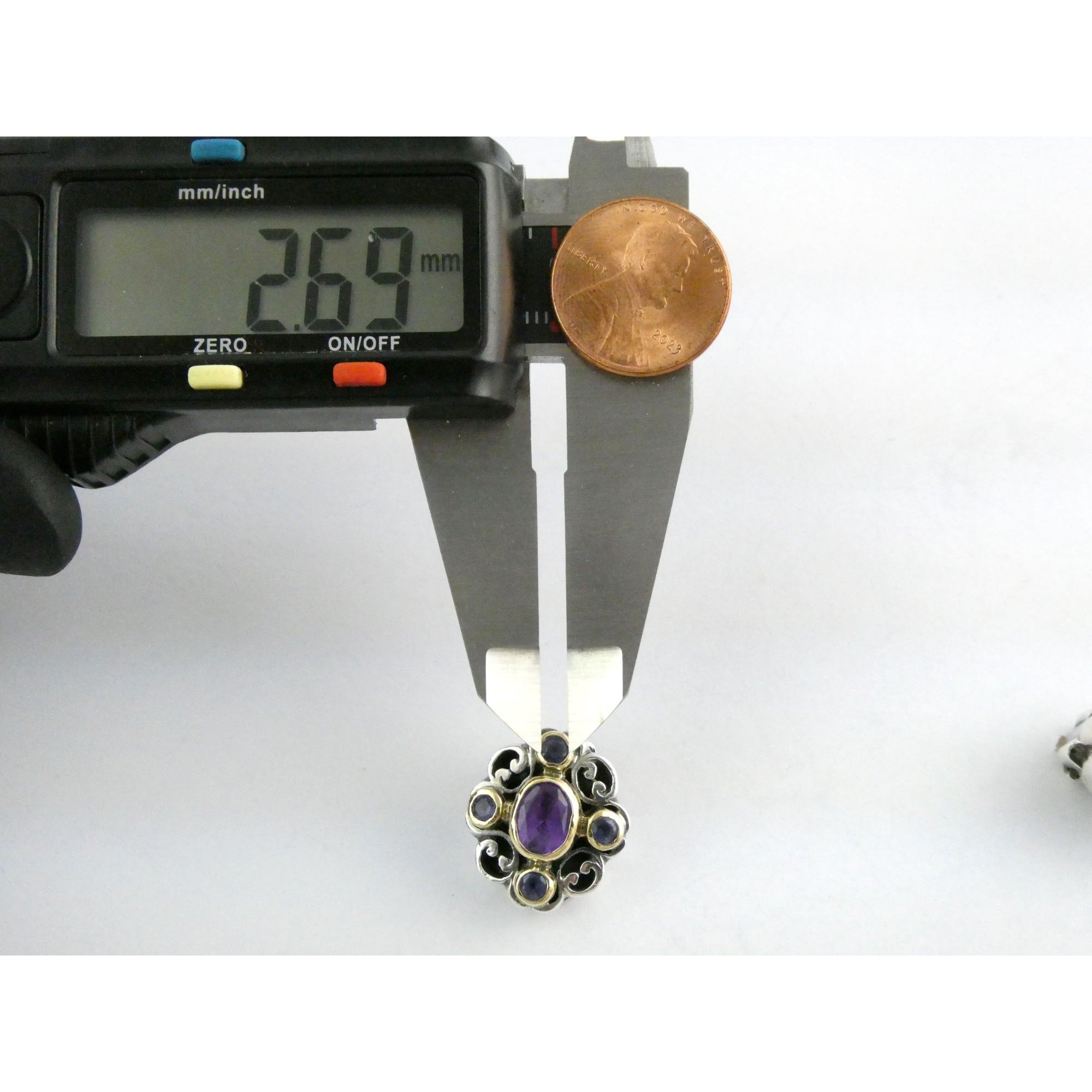 Konstantino 18k Yellow Gold Sterling Silver Amethyst Iolite Clip on Earrings 15g