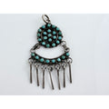Vintage Southwestern Unmarked Sterling Silver Petit Point Turquoise Pendant 5g