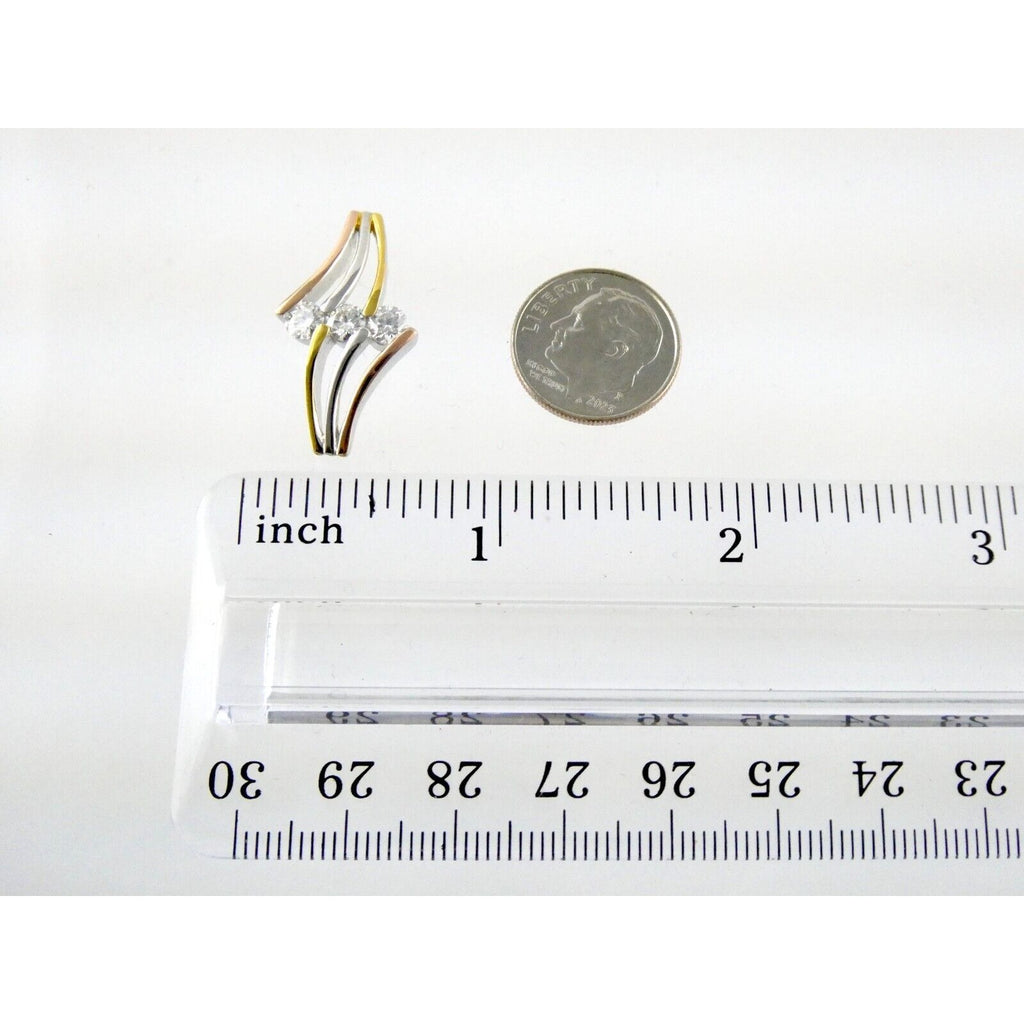 D'Joy Sterling Silver Triple Lab Created Moissanite Gilded Slide Pendant 925 3g