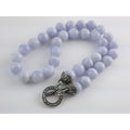 Sterling Silver Hand Knotted Blue Lace Agate Bead Strand Necklace 95g 19 Inches