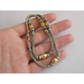 John Hardy Palu Sterling Silver and Hammered 22k Yellow Gold 5 Station Necklace