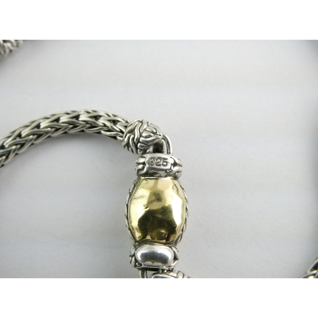John Hardy Palu Sterling Silver and Hammered 22k Yellow Gold 5 Station Necklace