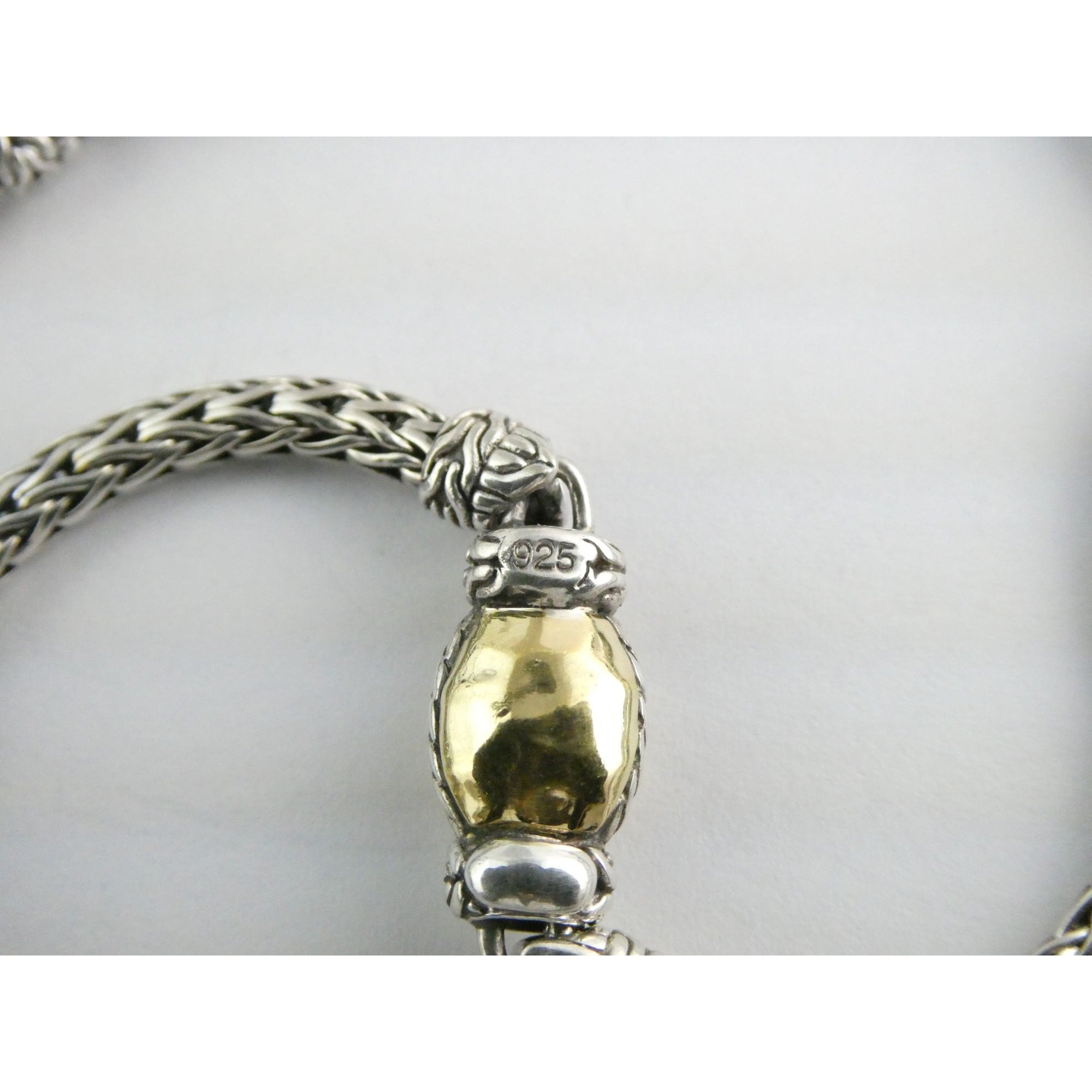 John Hardy Palu Sterling Silver and Hammered 22k Yellow Gold 5 Station Necklace