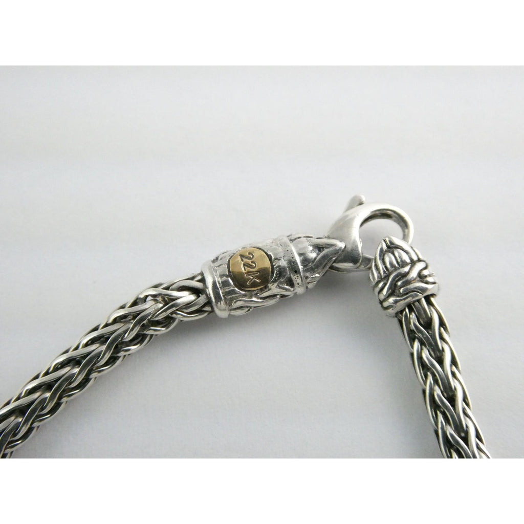 John Hardy Palu Sterling Silver and Hammered 22k Yellow Gold 5 Station Necklace