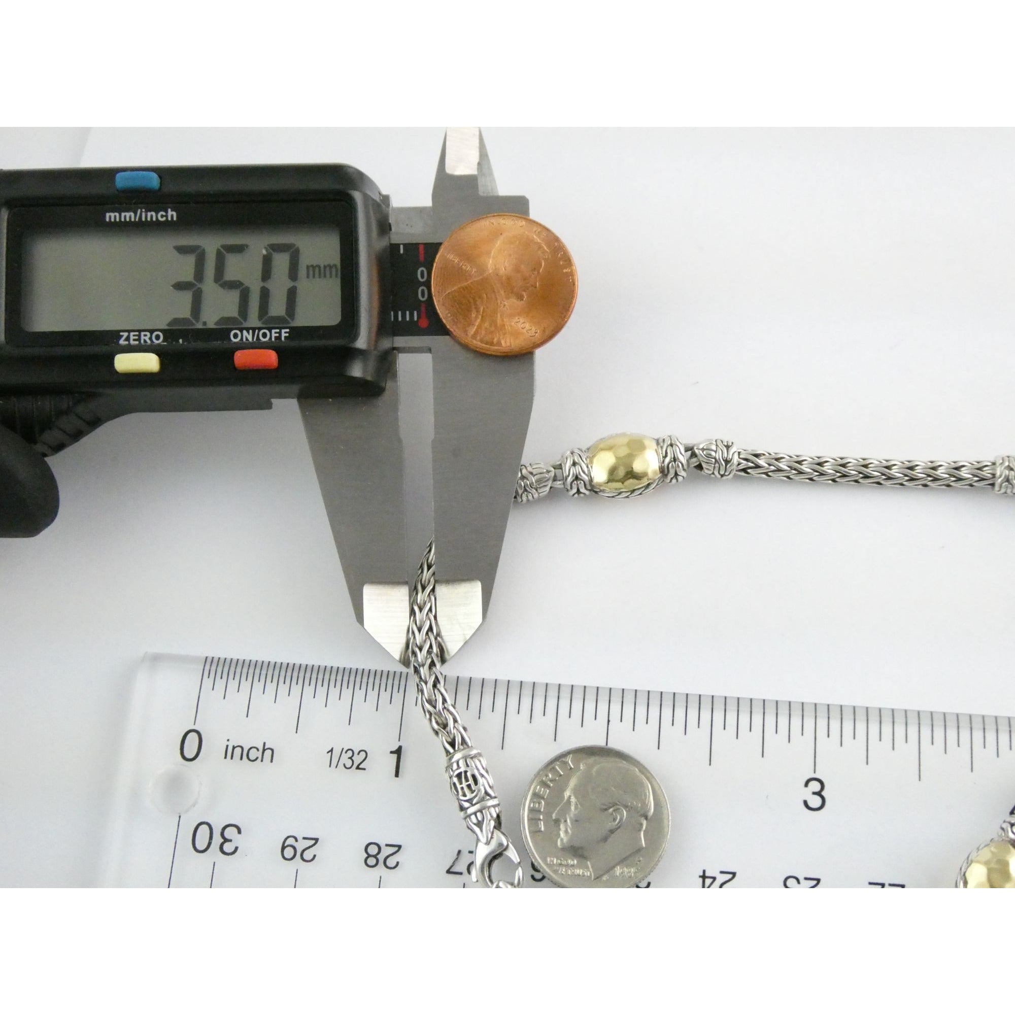 John Hardy Palu Sterling Silver and Hammered 22k Yellow Gold 5 Station Necklace
