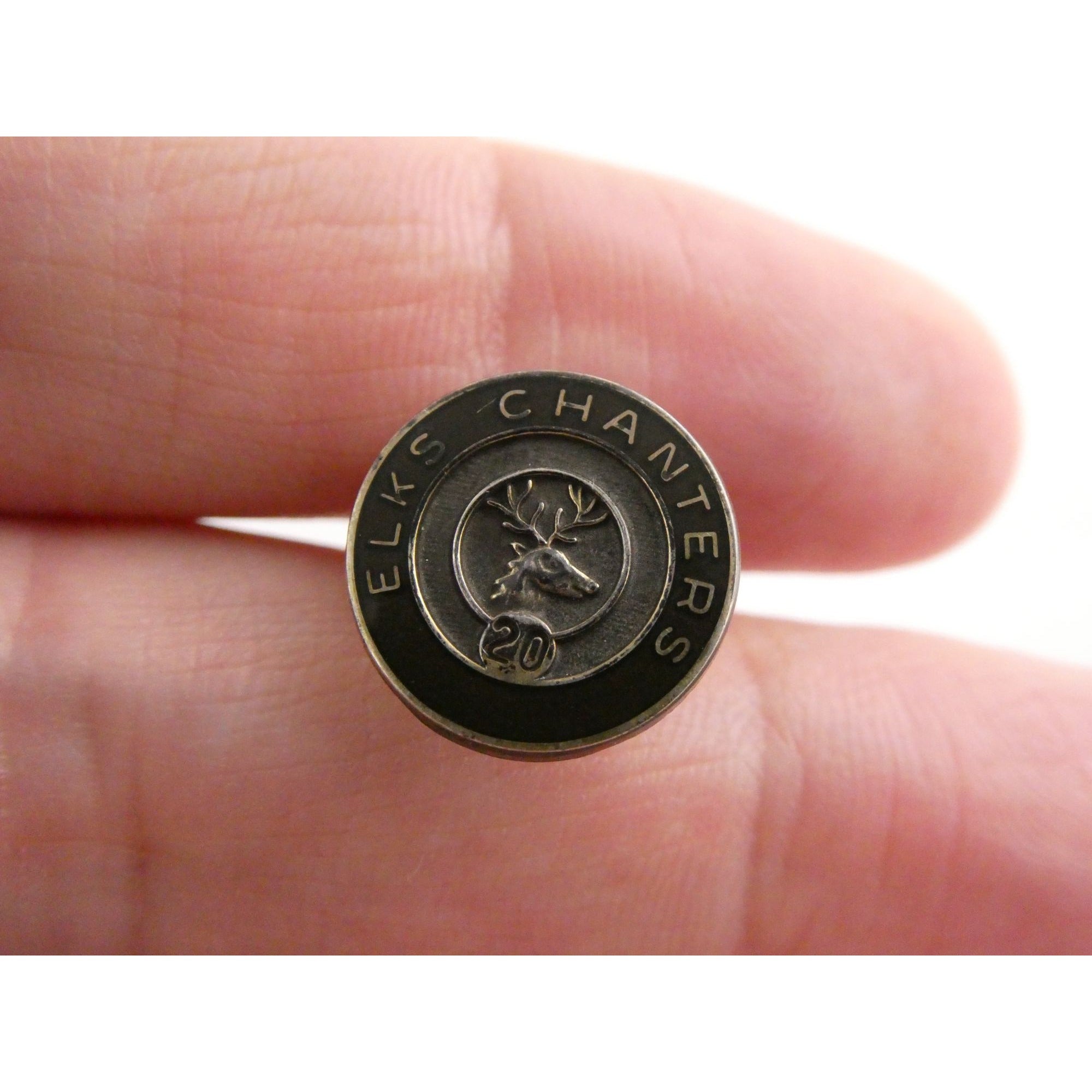 Vintage Elks Chanters Sterling Silver 20 Years Lapel Pin 3.7g 13.91mm Diameter