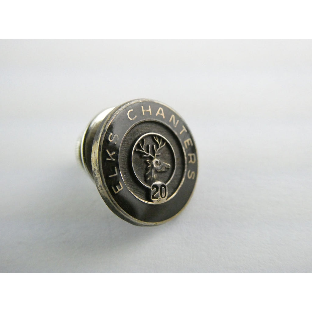 Vintage Elks Chanters Sterling Silver 20 Years Lapel Pin 3.7g 13.91mm Diameter