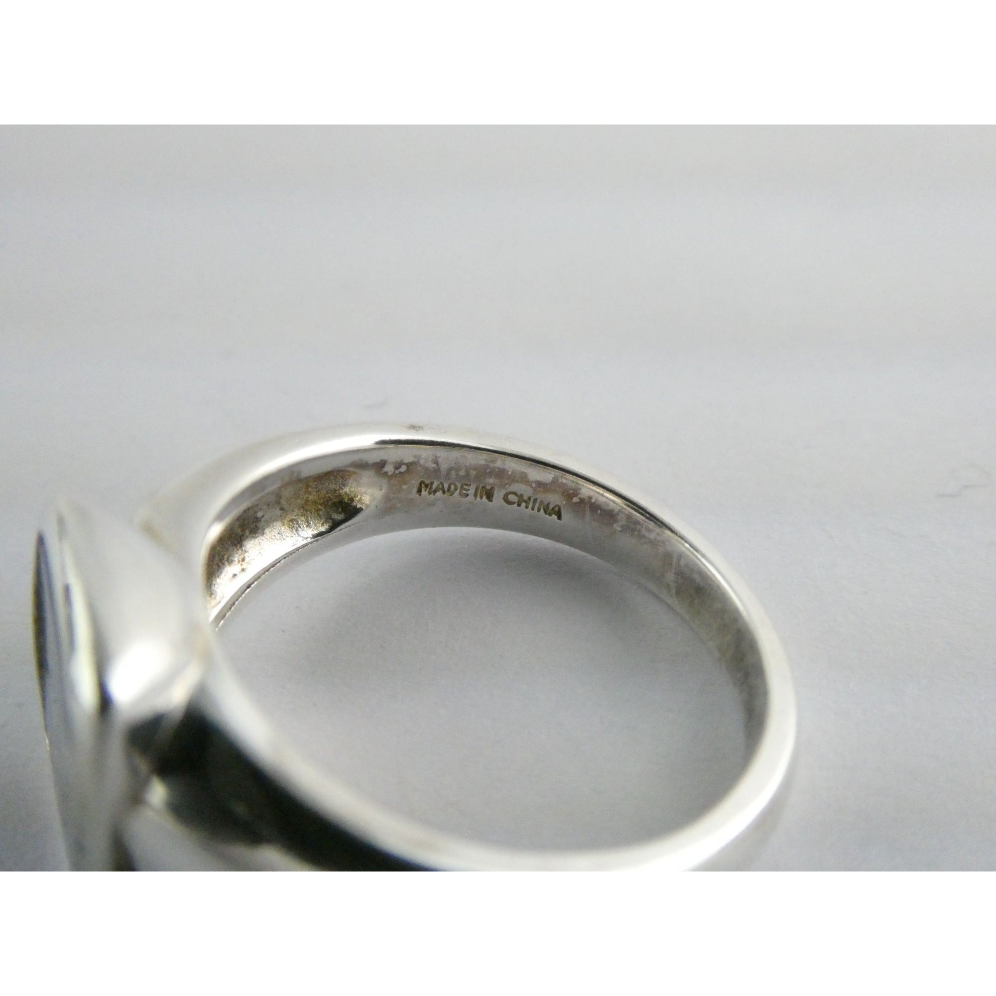 Sterling Silver Blue Opal Mosaic Inlay Ring Size 8 Weighs 7.3g 925