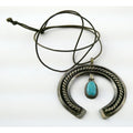 Carl Luthey Navajo Hogan Shop Sterling Silver Turquoise Naja Pendant Necklace