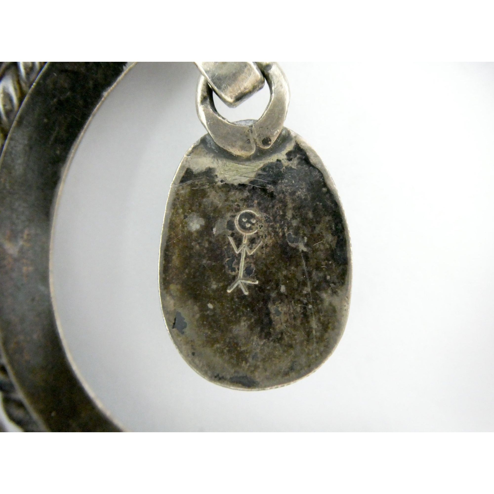 Carl Luthey Navajo Hogan Shop Sterling Silver Turquoise Naja Pendant Necklace