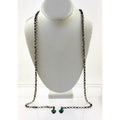 Antique Victorian Unmarked Sterling Silver Lariat Enamel Heart Necklace NO CLASP