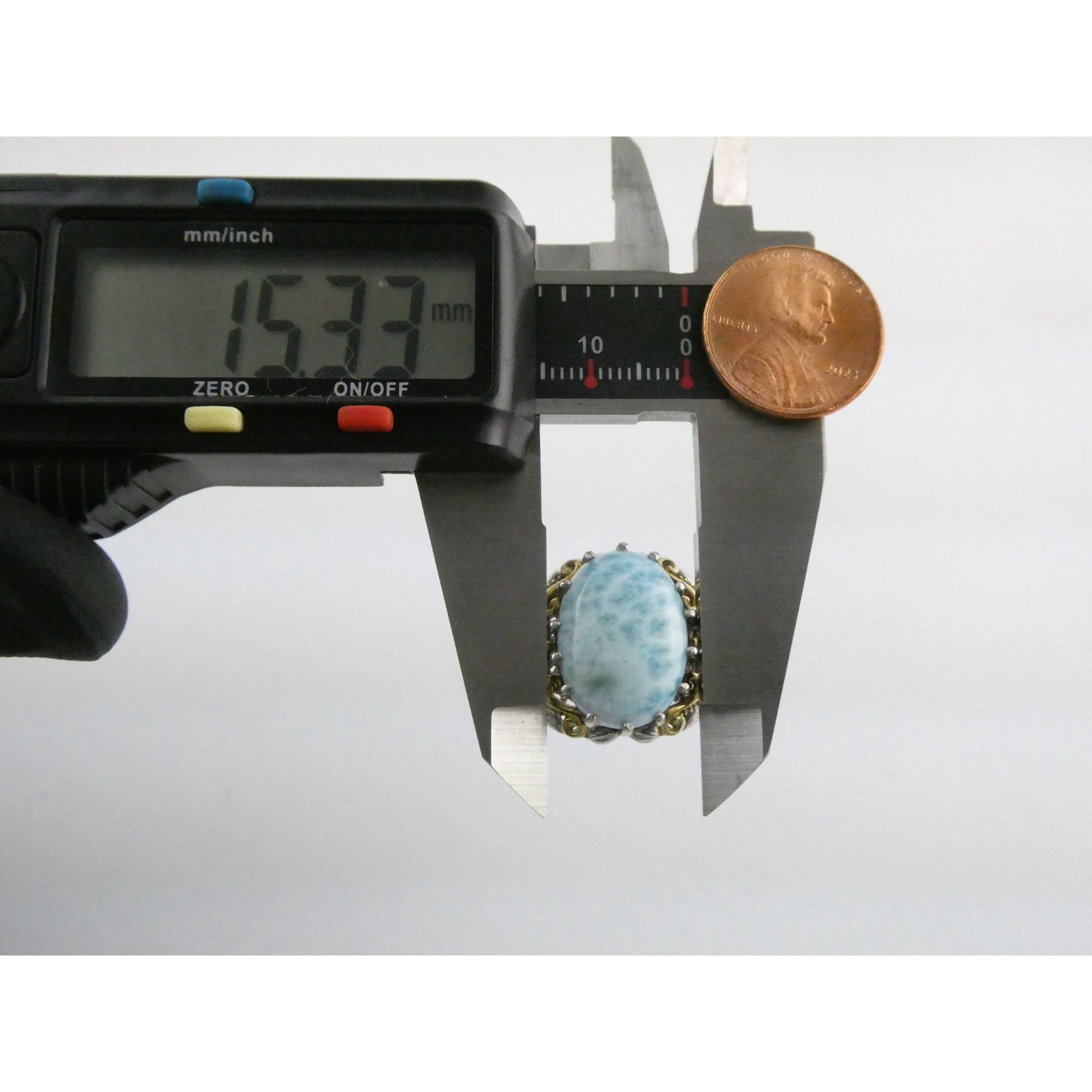Sterling Silver Larimar and Blue Apatite Accented Ring 925 Size 8 10 Gram Weight