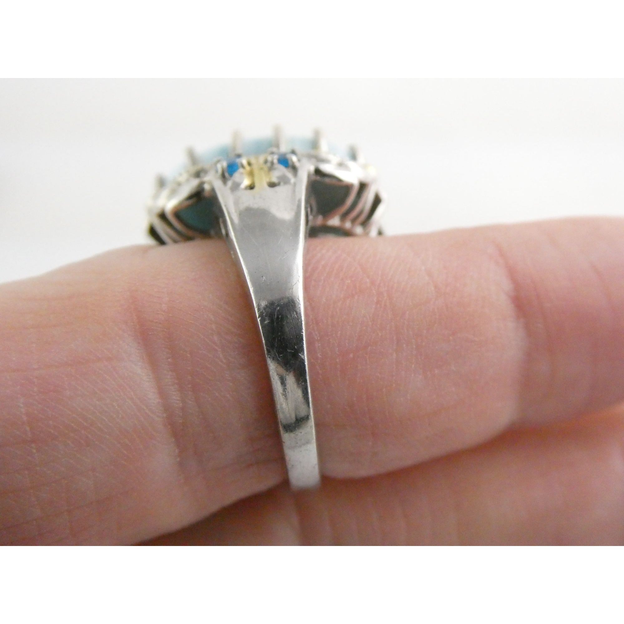 Sterling Silver Larimar and Blue Apatite Accented Ring 925 Size 8 10 Gram Weight