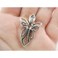 Keith Jack Sterling Silver and 10k Gold Accent Blue Topaz Angel Pendant 925 3.8g