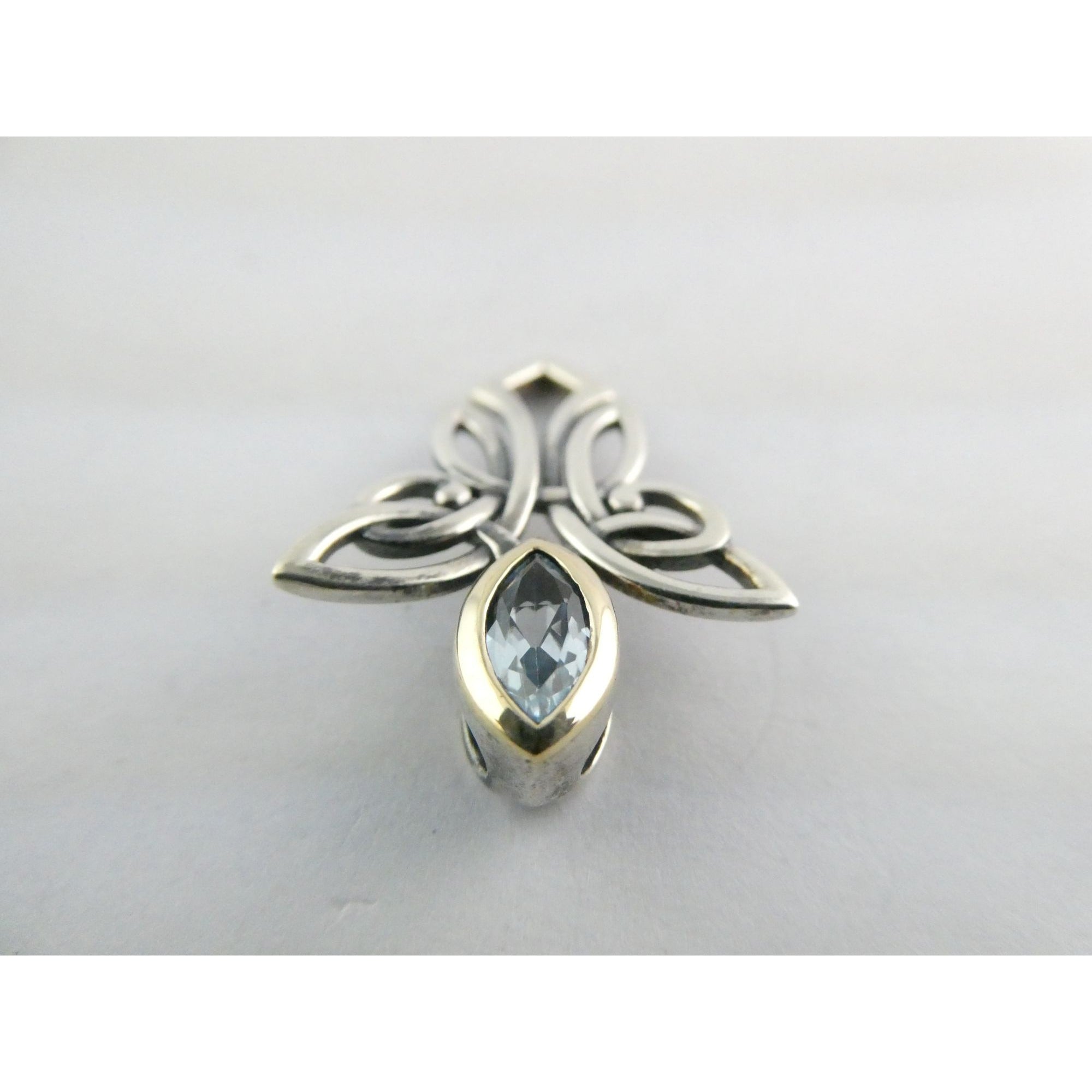 Keith Jack Sterling Silver and 10k Gold Accent Blue Topaz Angel Pendant 925 3.8g