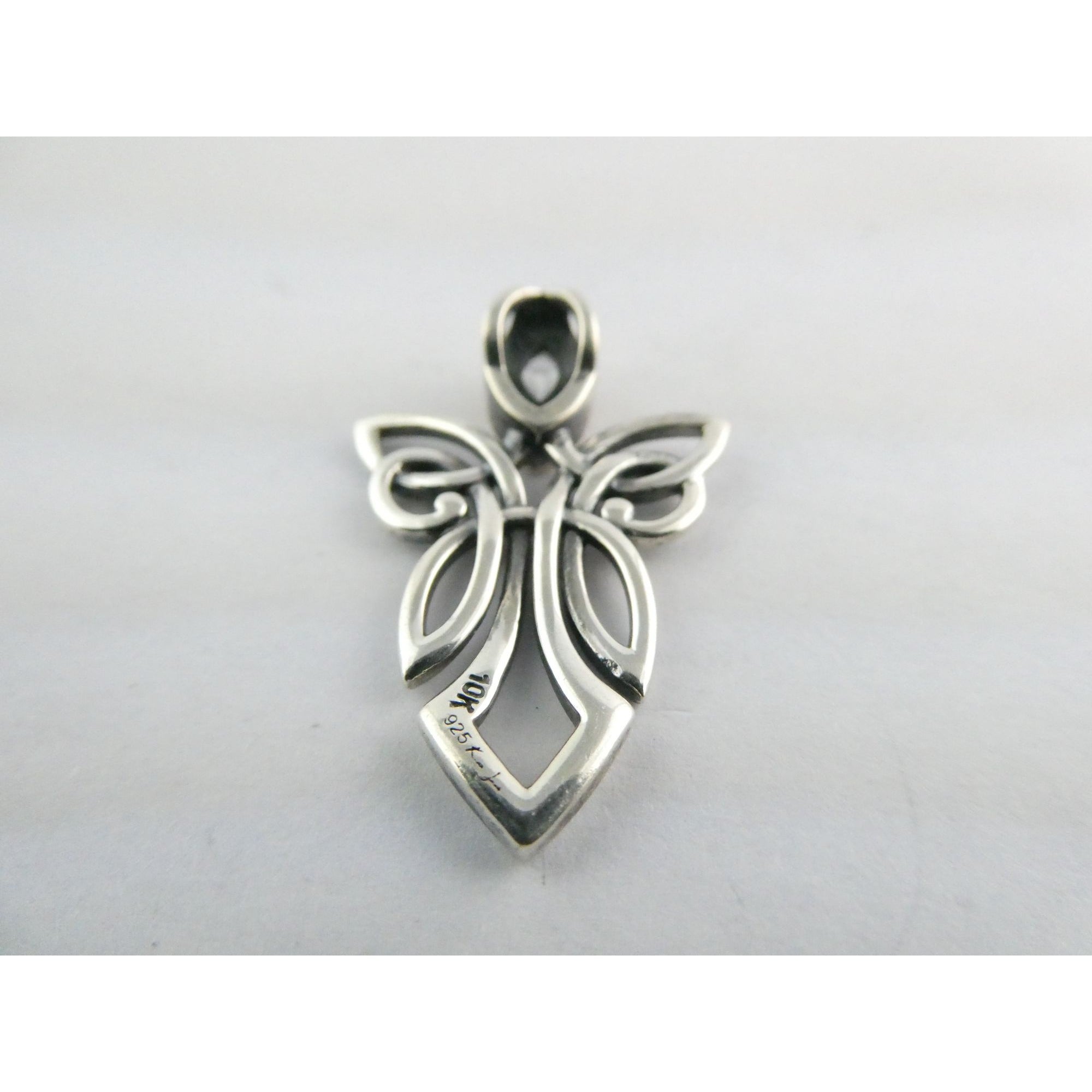 Keith Jack Sterling Silver and 10k Gold Accent Blue Topaz Angel Pendant 925 3.8g