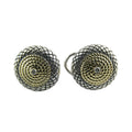 Andrea Candela 18k Gold Sterling Silver Weave Design Pierced Earrings 10g 14mm