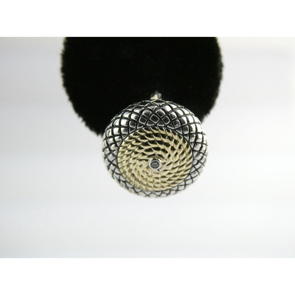 Andrea Candela 18k Gold Sterling Silver Weave Design Pierced Earrings 10g 14mm