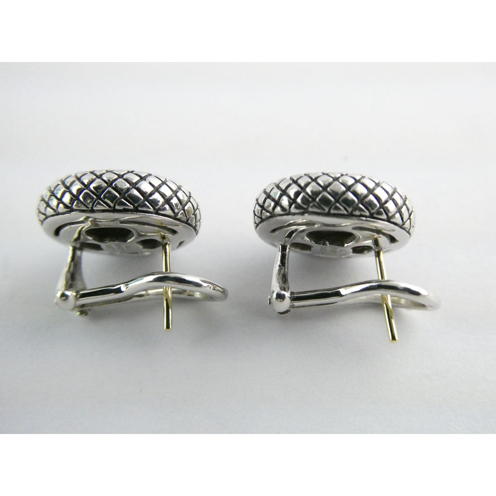 Andrea Candela 18k Gold Sterling Silver Weave Design Pierced Earrings 10g 14mm